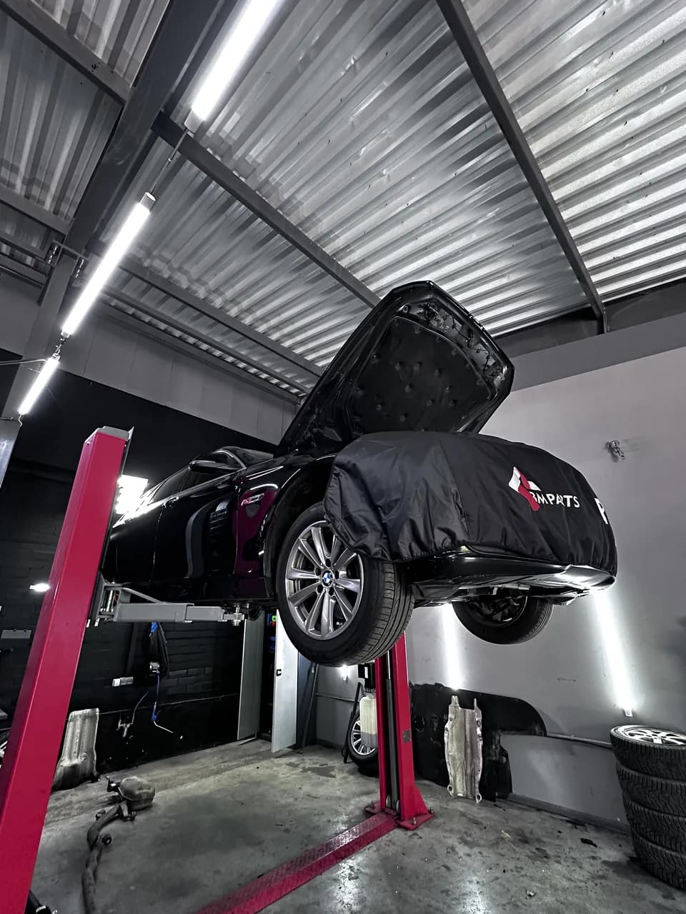 BMW X5 F15 on the lift at eMechaniq car service, Kyiv