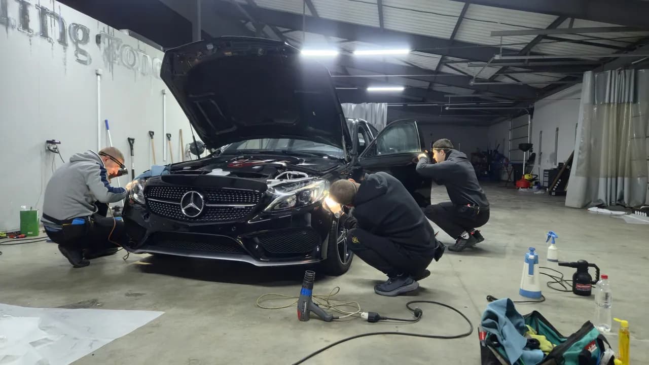 Mercedes C-Class W205 — detailing and polishing at eMechaniq car service, Kyiv