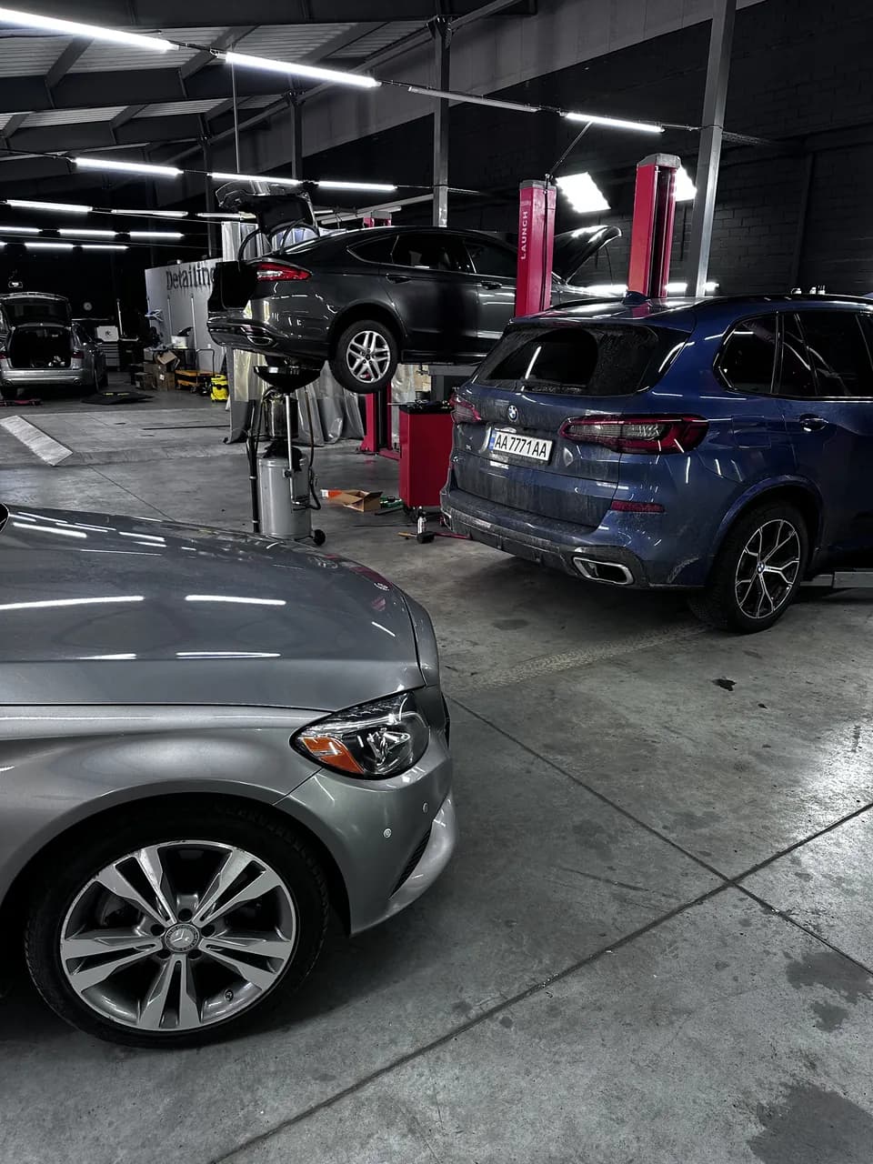 BMW X3 on the lift at eMechaniq car service, Kyiv