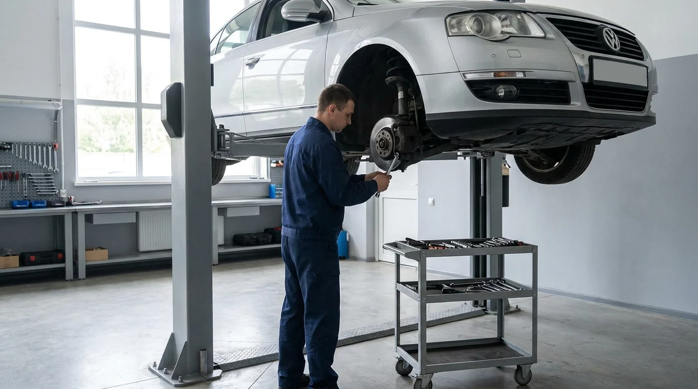 Розвал-сходження Mercedes EQE на 3D-стенді в автосервісі єМеханік, Київ
