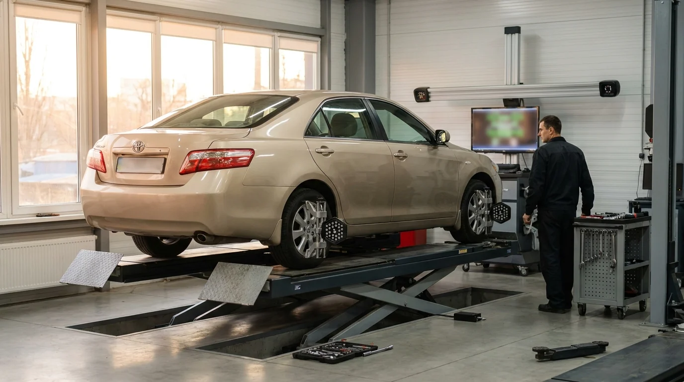 Розвал-сходження Mercedes E-class на 3D-стенді в автосервісі єМеханік, Київ