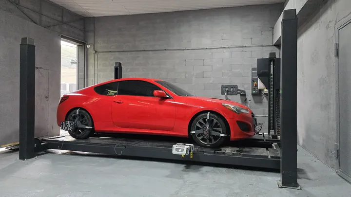 Polished car on a service rig